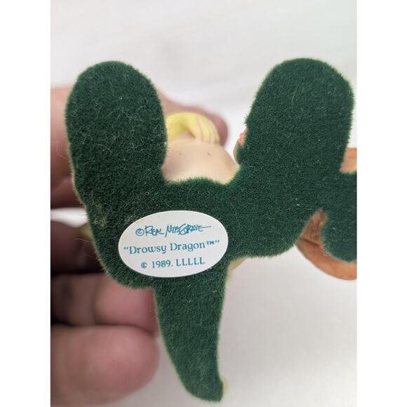 Vintage Real Musgrave Drowsy Dragon Figurine 1989 Teddy Bear Pink Slippers - Picture 11 of 11